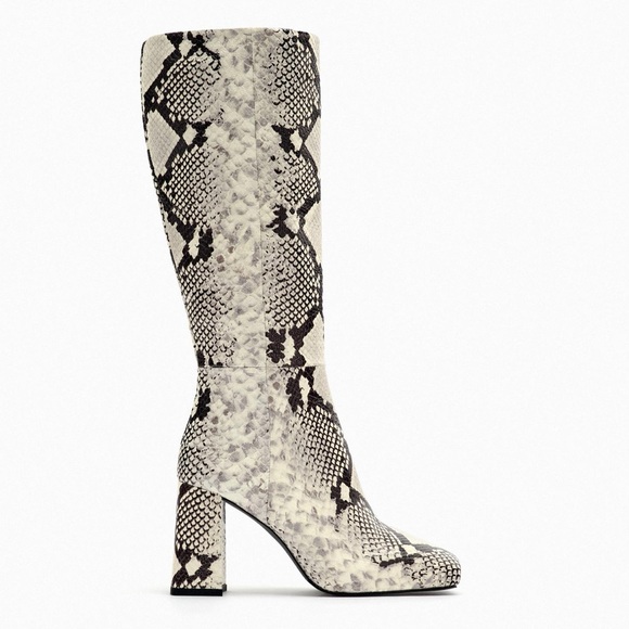 Zara Shoes - NEW ZARA INNER PLATFORM LEATHER HEELED KNEE HIGH BOOTS size 7.5